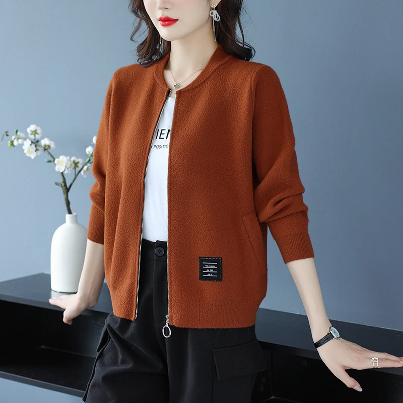 黑色外套女开衫春秋季运动休闲棒球服上衣中年妈妈大码拉链卫衣潮