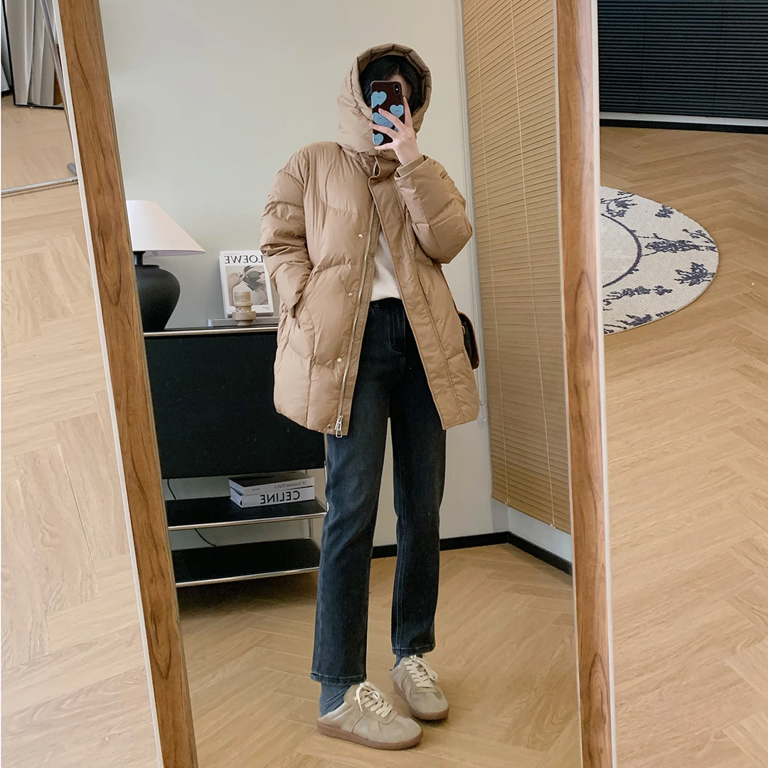 大叮自制 清仓！新标90白鸭绒茧型面包连帽羽绒服 S4792