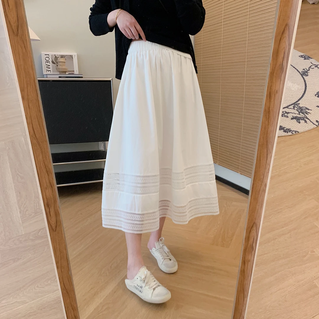 大叮自制清仓【法式小白裙】重工镂空花边蕾丝拼接A字半身裙！Q554