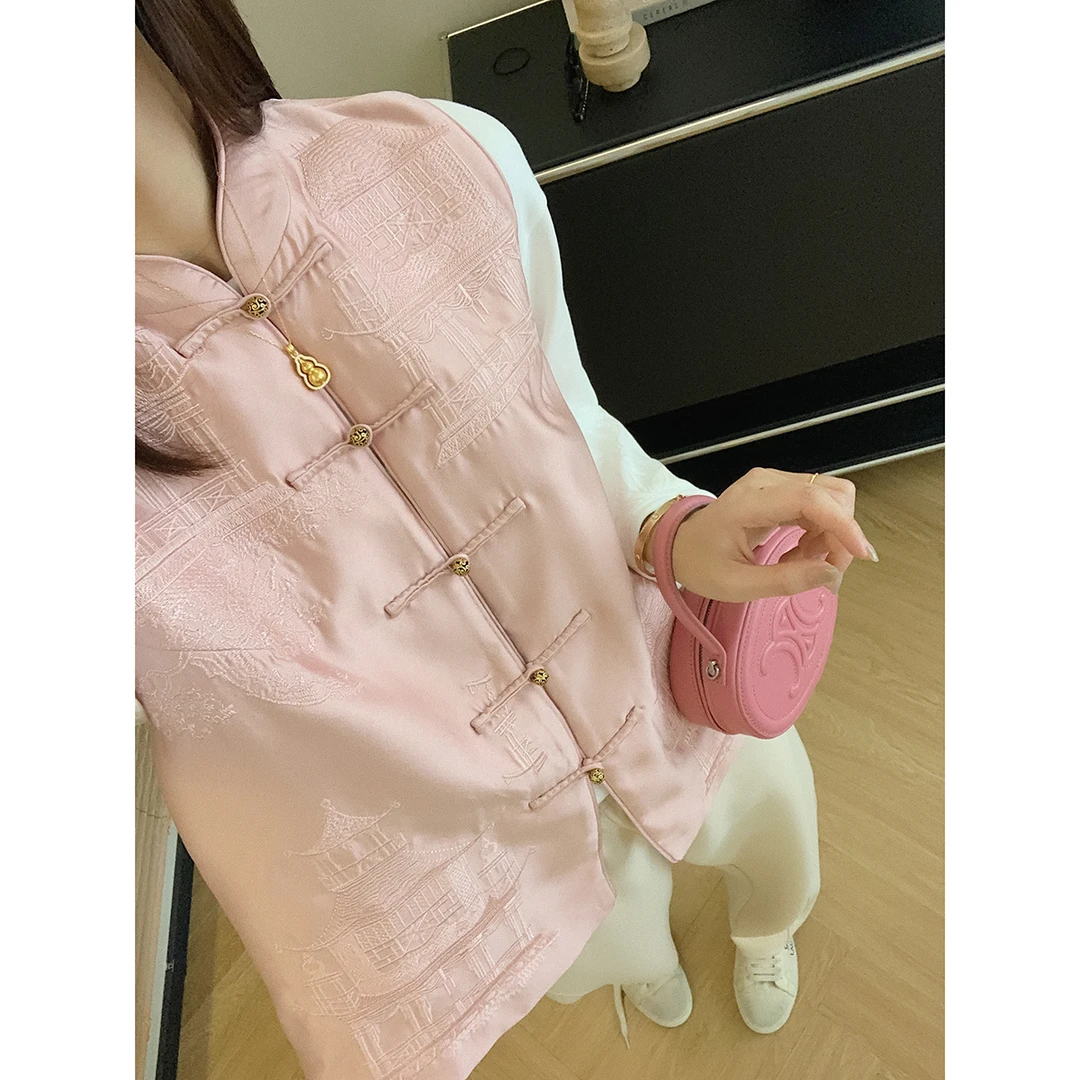 大叮自制  清仓！东方新贵烟雨楼台刺绣盘扣国风马甲！S4861