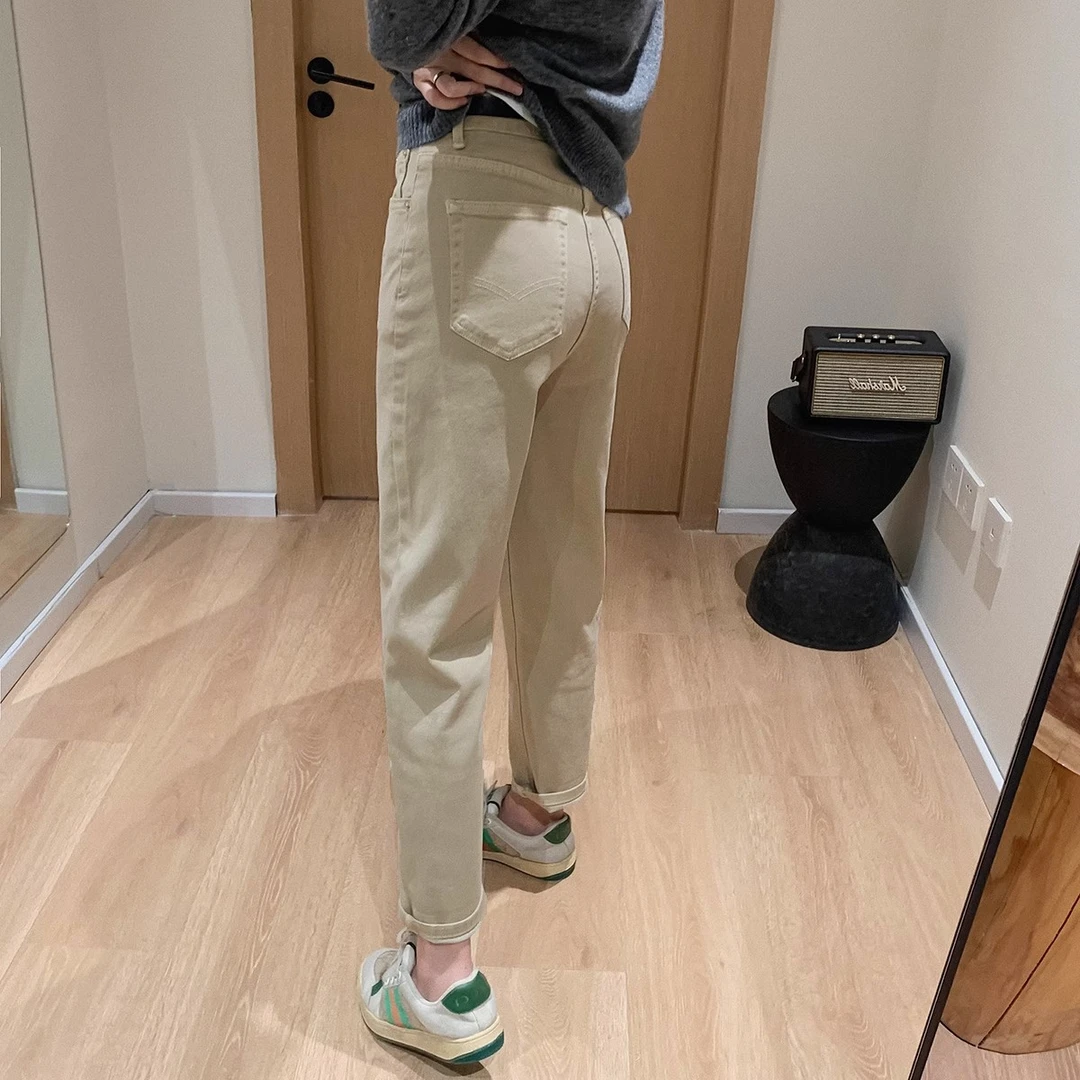 大叮自制 清仓！秋日暖调卷边锥形裤显瘦直筒牛仔裤 K1422