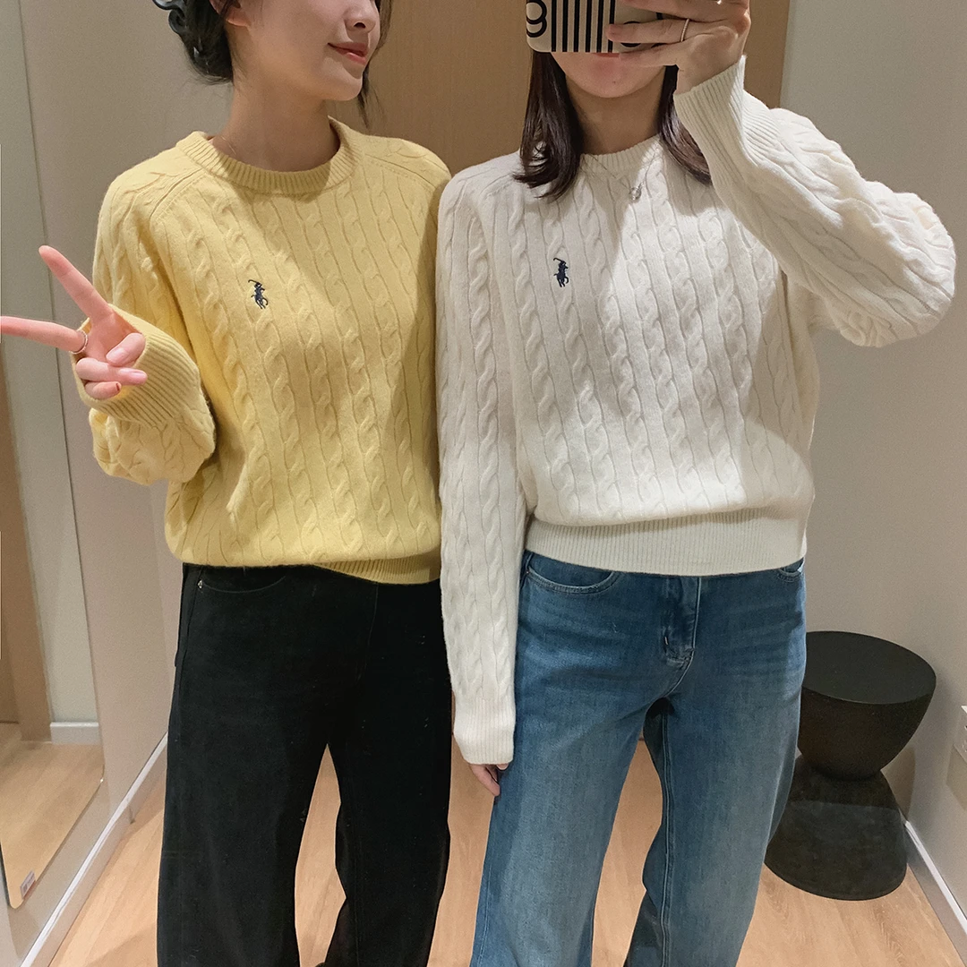 大叮自制 清仓！ 全羊毛小马刺绣麻花宽松毛衣针织衫 S4694