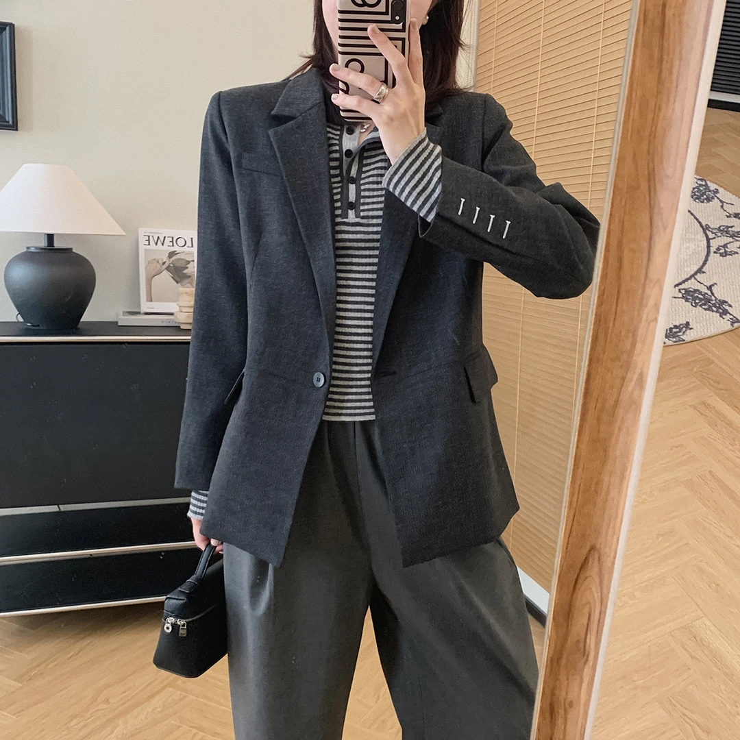 大叮自制清仓！ 磨砂肌理感一粒扣休闲廓形外套！S4803