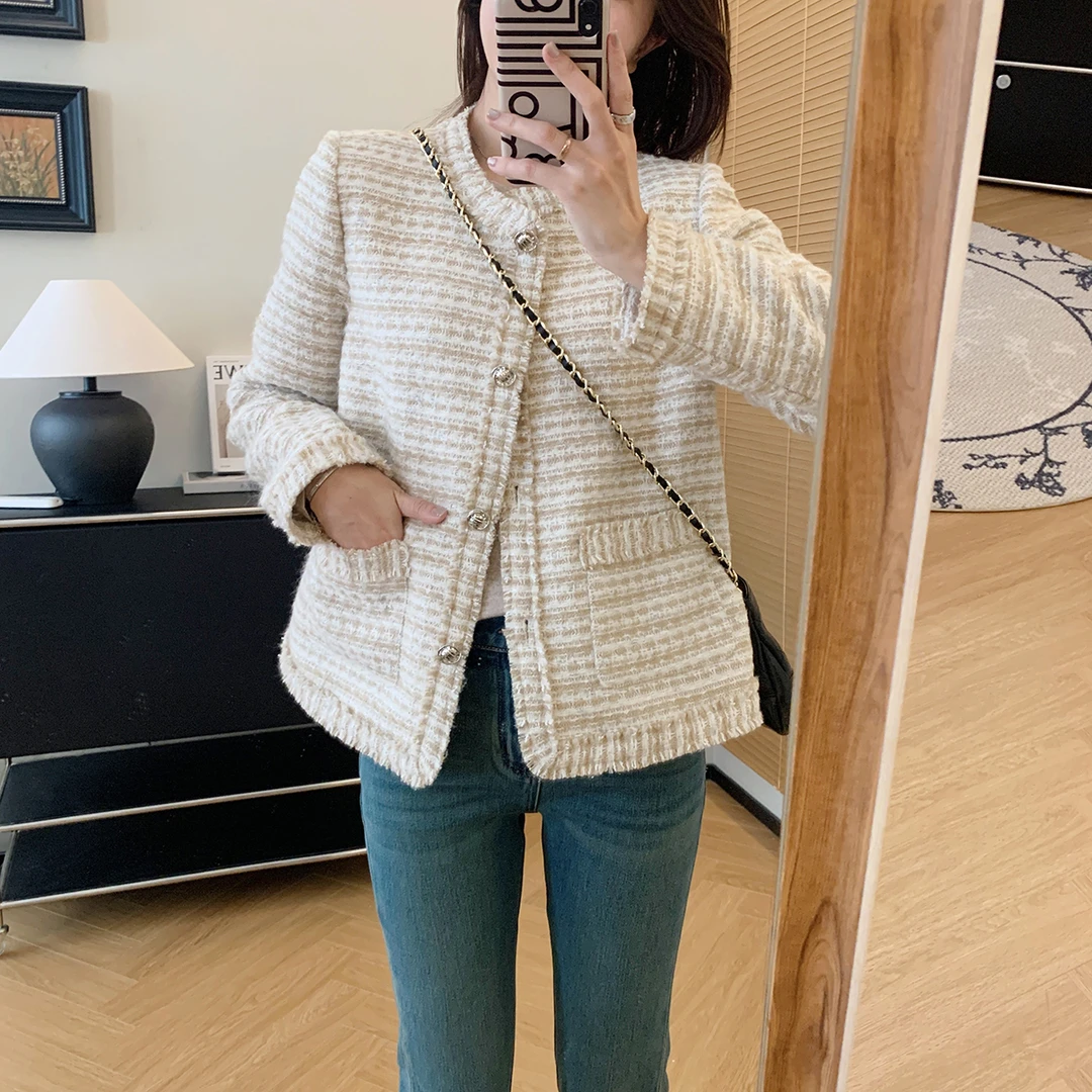 大叮自制清仓！高定手工纺拉毛编织羊毛小香外套！S4810