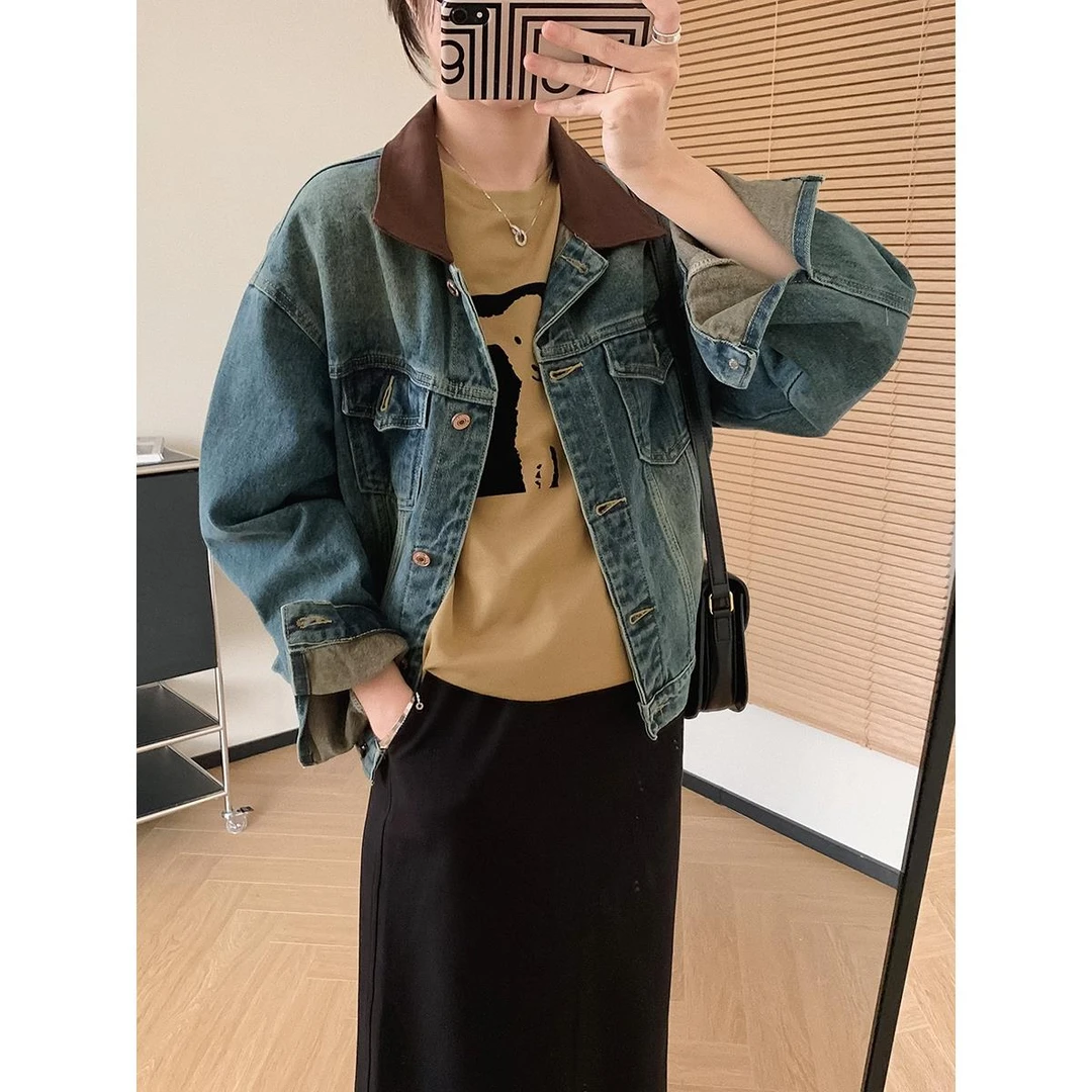 大叮自制  清仓！90S怀旧晕染水洗撞色设计感牛仔外套 S3816