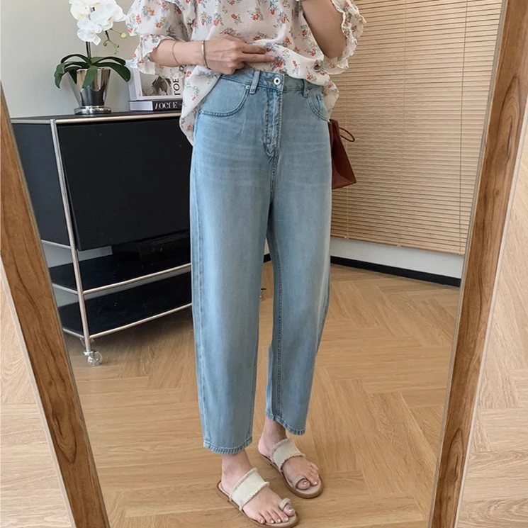 大叮自制  清仓！超薄8.8盎司兰精锥形高腰显瘦牛仔裤 K1357