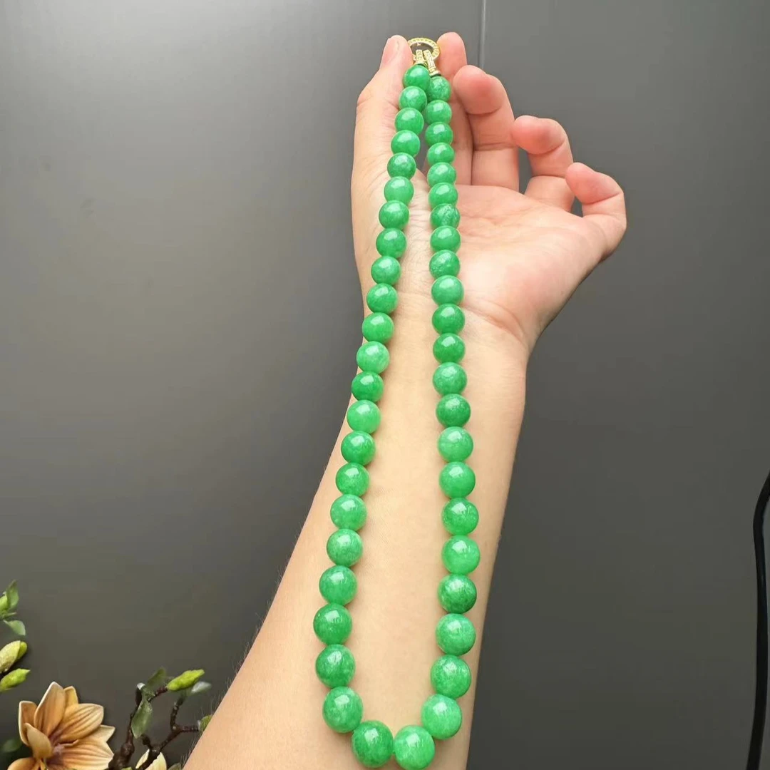 翡翠正阳绿项链14K金12mm