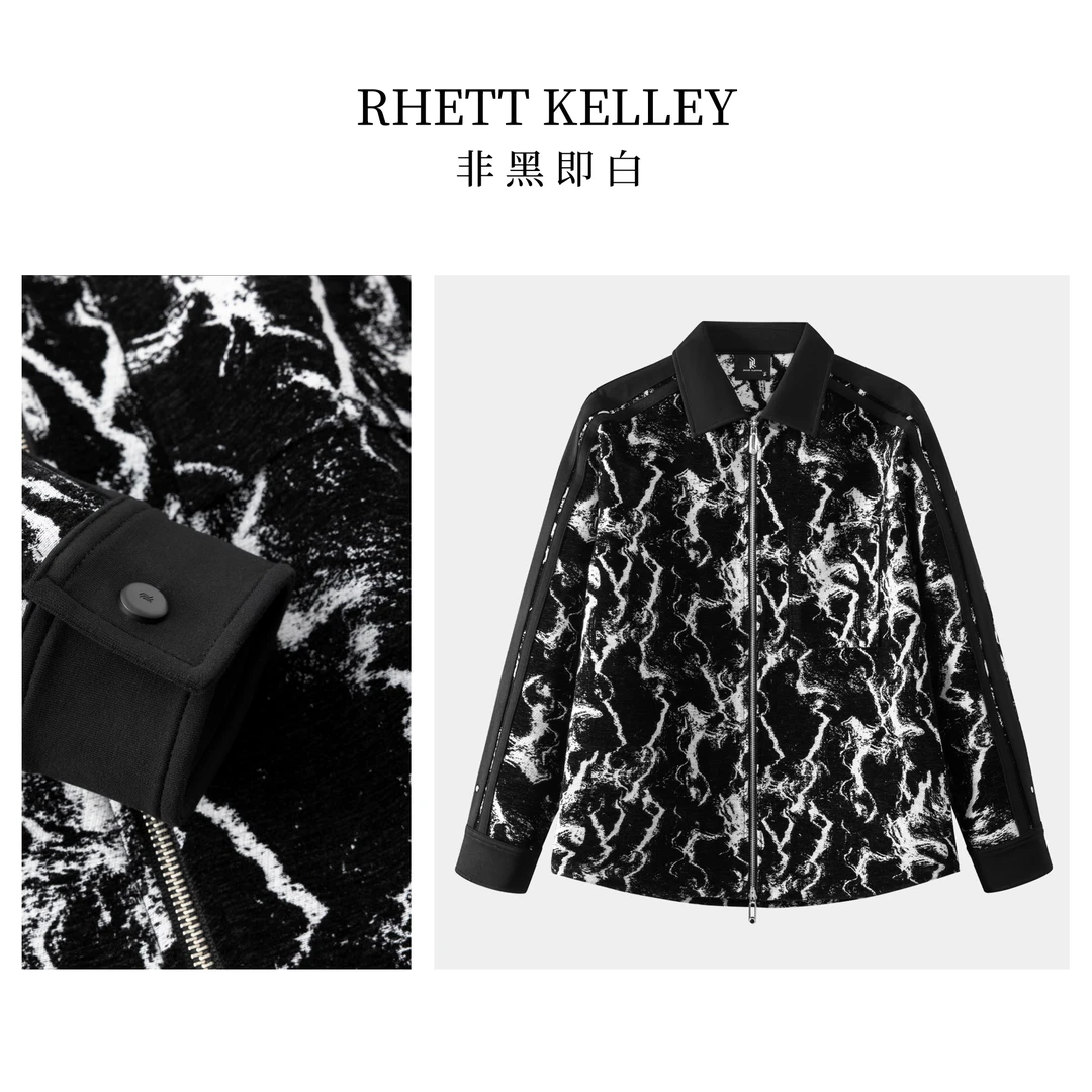 【RHETT KELLEY】秋冬韩版个性水墨潮流设计高密雪尼尔英伦夹克外套