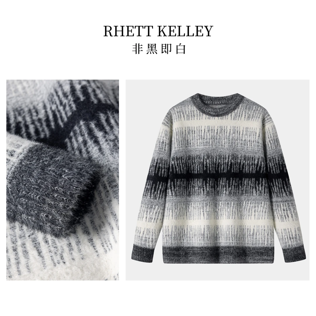 【RHETT KELLEY】冬季上新情侣保暖宽松休闲慵懒时尚圆领针织毛衣