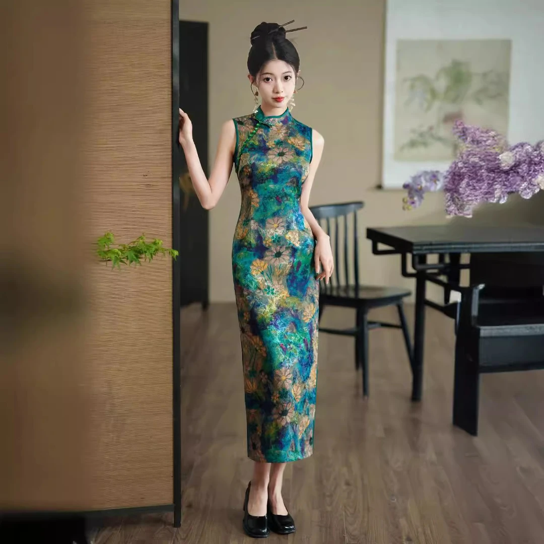 新款无袖全开襟旗袍改良年轻款少女老香港高级感日常可穿