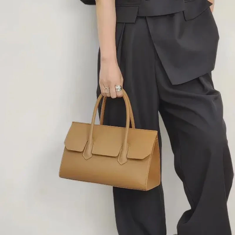 SLBL-2853-金棕牛皮托特包气质轻奢时尚百搭简约通勤单肩包