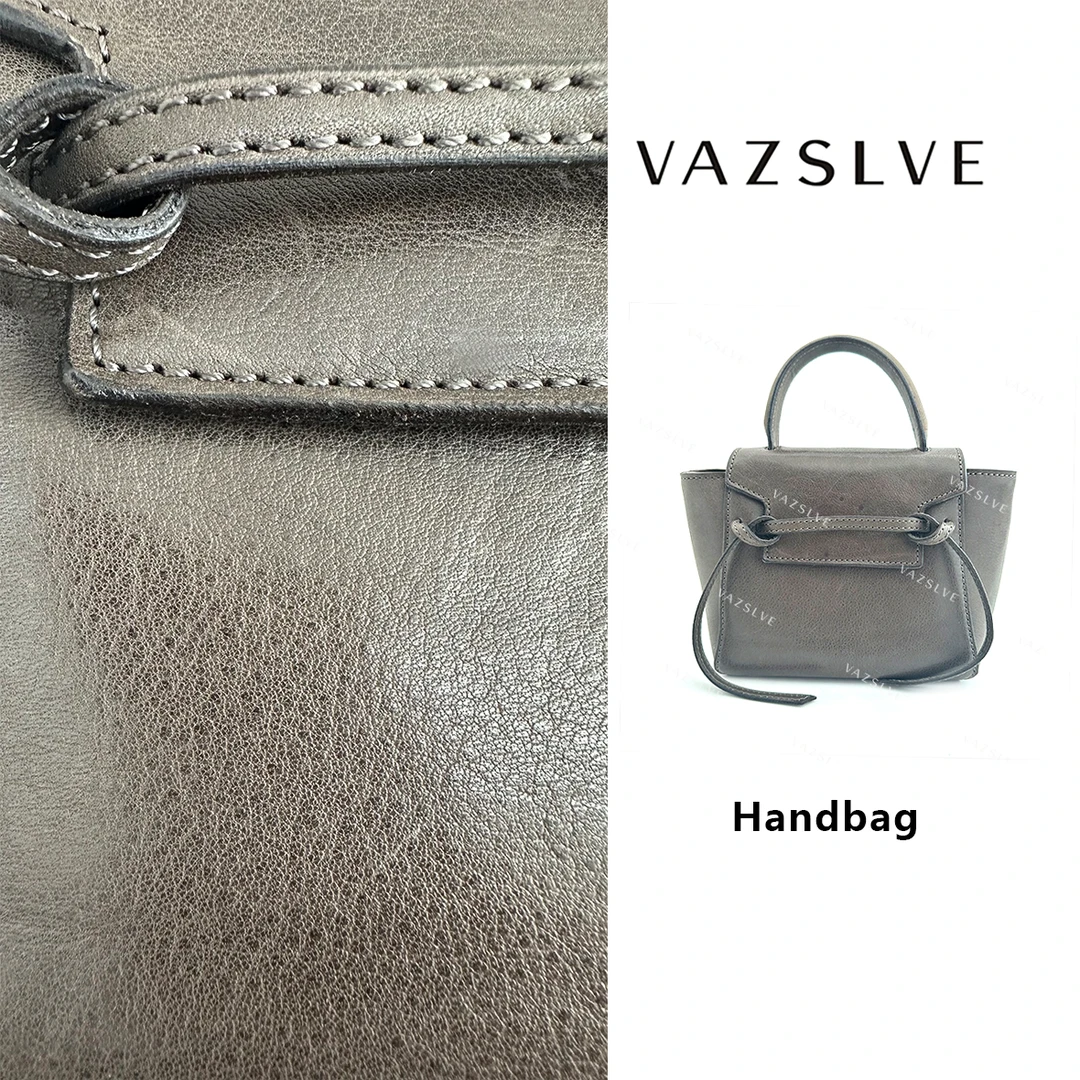 LZ-11574-大象灰 RAIN.CUN轻奢小众新款头层牛皮单肩斜跨女包