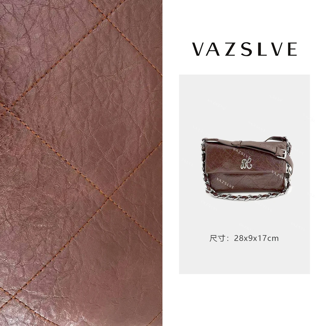 QYX-9520-可可棕 气质条纹设计师韩版斜跨轻奢女包