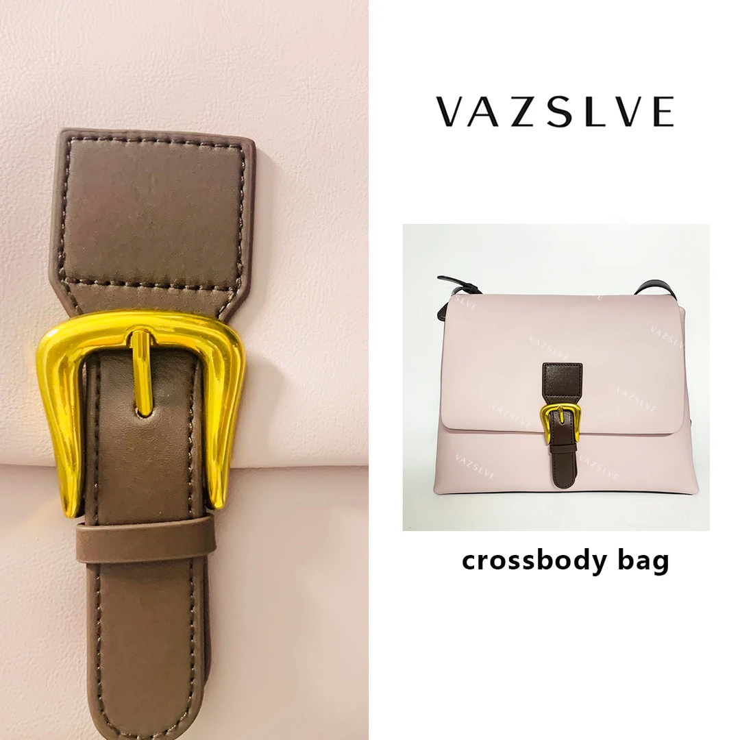 M7553C-粉拼褐韩版潮流时尚经典复古气质百搭单肩手提女包