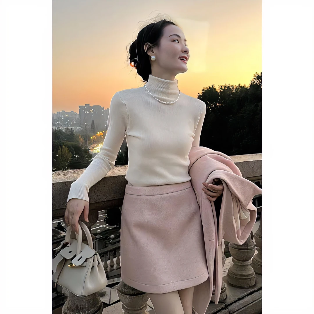【WY】    内搭~秋冬厚款高领显瘦百搭洋气修身打底衫套头纯色 气质