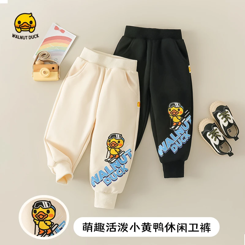 WALNUTDUCK2024秋季新款儿童小黄鸭滑板鸭休闲百搭宝宝卫裤4K218