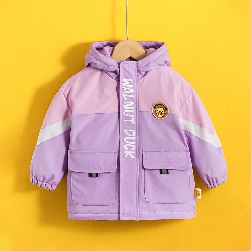 WALNUTDUCK2023冬季新款男女童加厚休闲连帽外套宝宝防风保暖6202