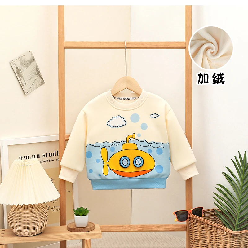 lomitoo/洛米兔2023冬季新款儿童衣服潜水艇镜片加绒卫衣9216-1