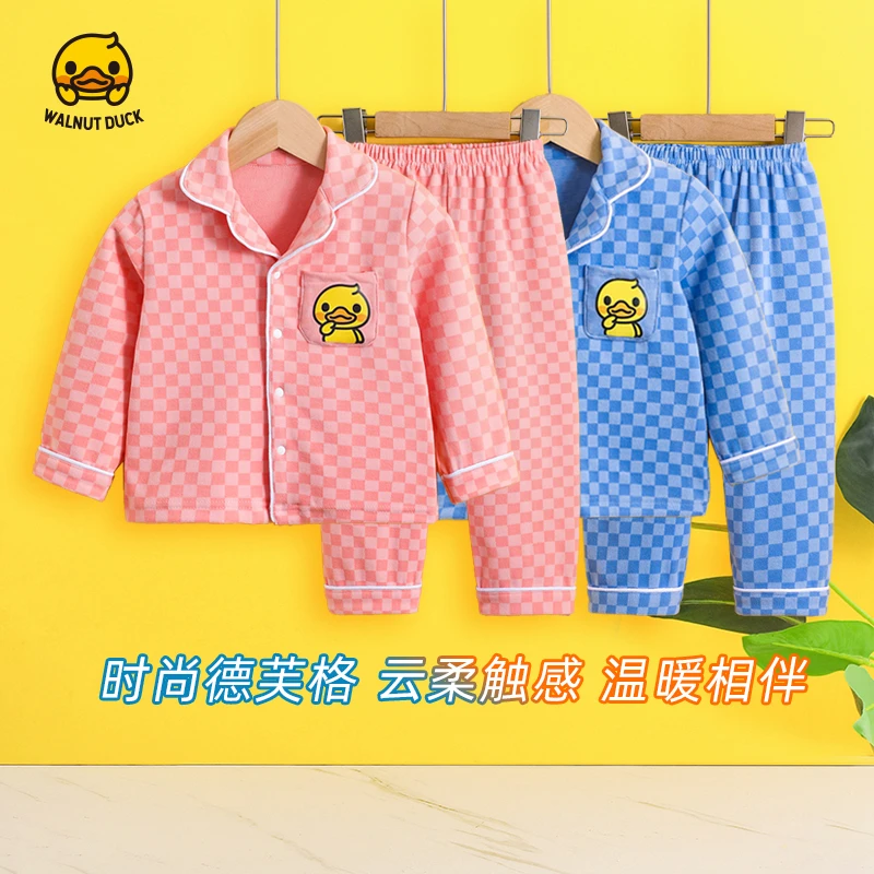 WALNUTDUCK 2024秋冬季款宝宝家居服套装 男女童睡衣套装4106-1