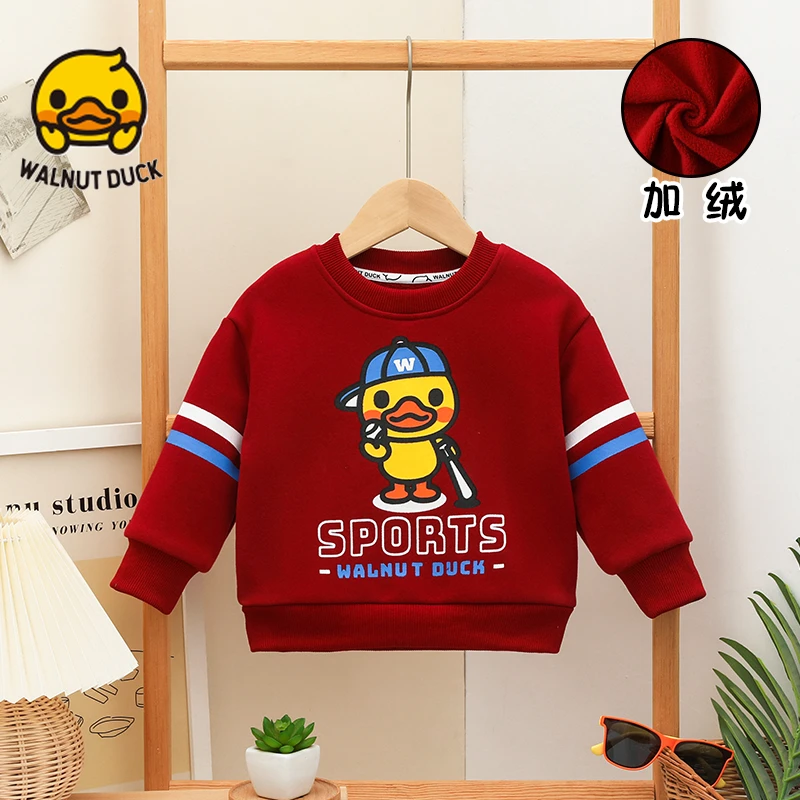 WALNUTDUCK2023冬季新款洋气帅气棒球鸭加绒卫衣5367