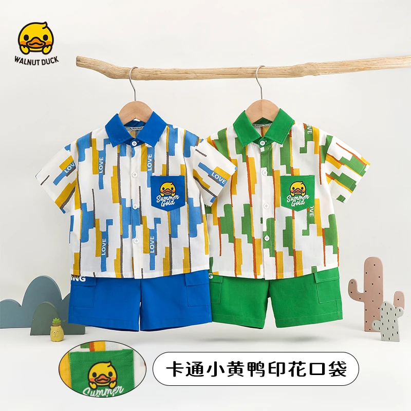 2025夏季新款印花翻领卡通帅气时尚潮酷衬衣套装4Z060