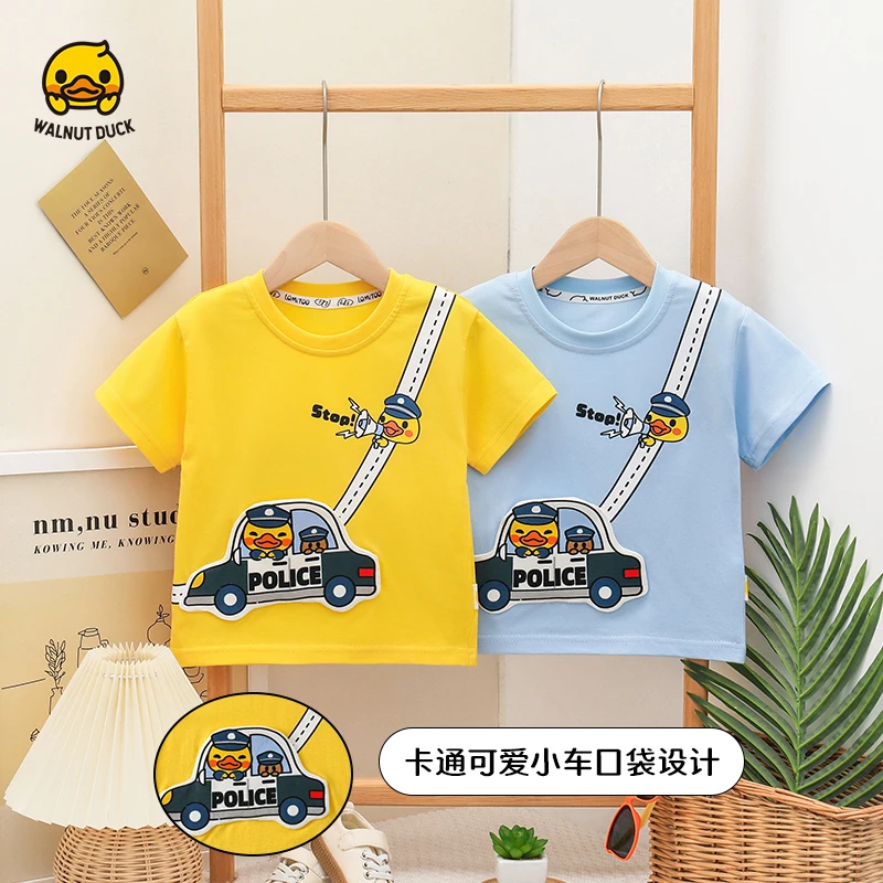 2024夏季新款宝宝纯棉休闲卡通圆领短袖T恤洋气时尚百搭款4T064