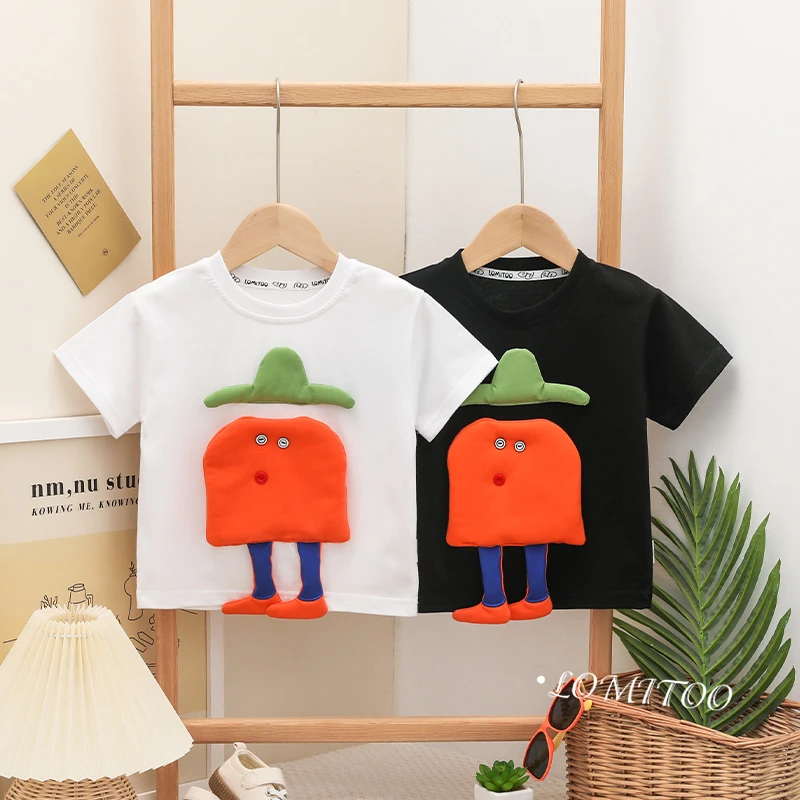 2025夏季新款儿童行走的柿子T恤4T026