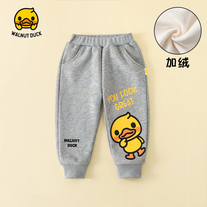WALNUTDUCK2023冬季新款男女童休闲长裤加绒卫裤2579-1
