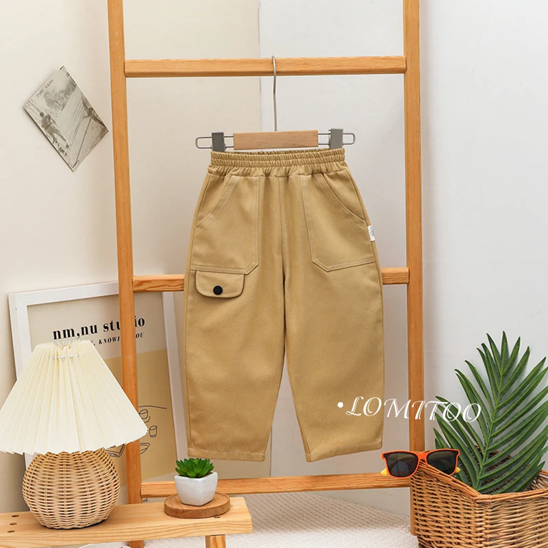 lomitoo/洛米兔2025春秋季儿童洋气休闲百搭口袋工装裤儿童8024