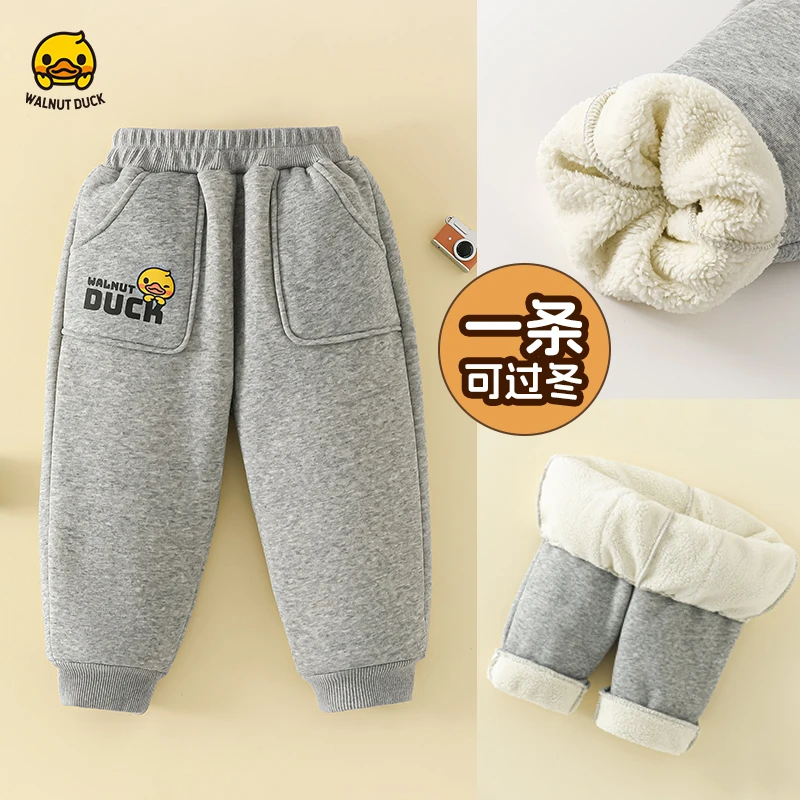 WALNUTDUCK2024冬款新款男女童小黄鸭字母加绒时尚休闲卫裤4K270