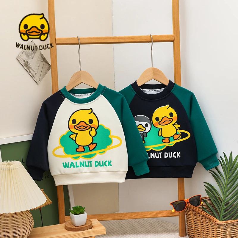 WALNUTDUCK2025春季新款儿童男女童 可爱洋气休闲倾斜鸭卫衣5284
