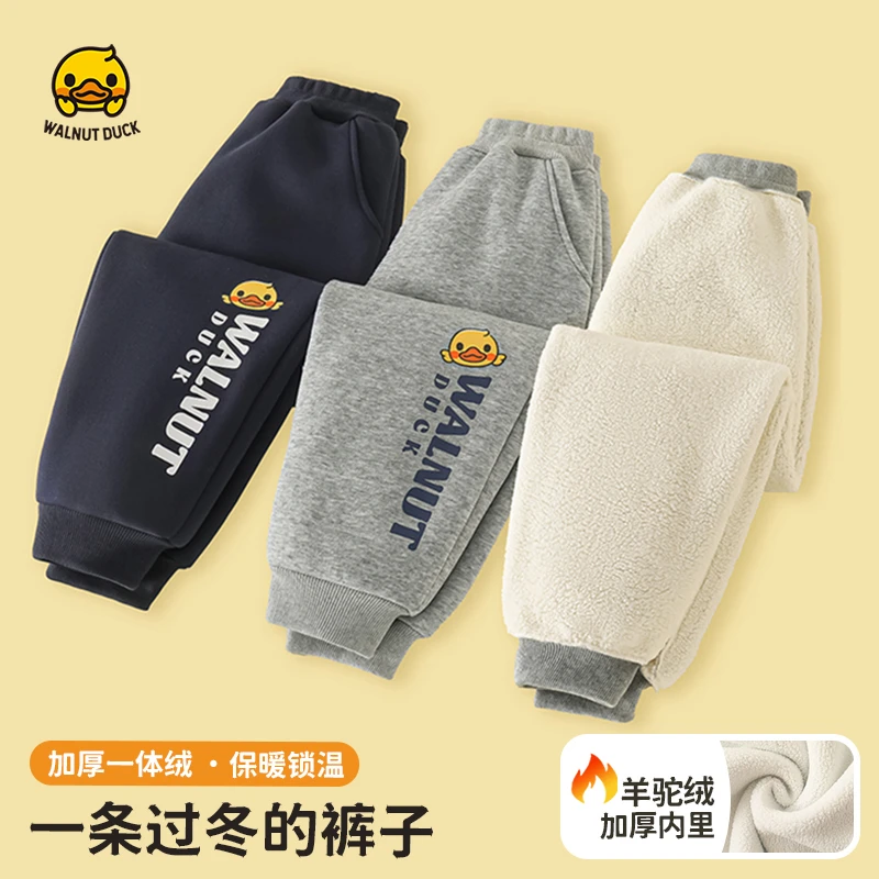 WALNUTDUCK2024冬款新款小黄鸭时尚加绒字母鸭休闲卫裤4K276-1