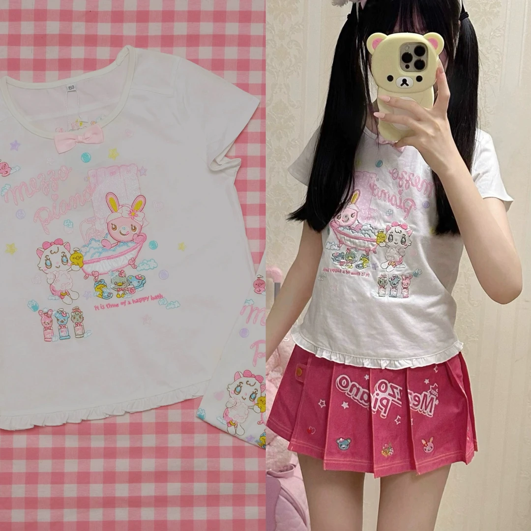 日系y2k可爱短袖t恤夏款上衣纯棉呐咔呐咿甜妹穿搭百搭千禧辣妹