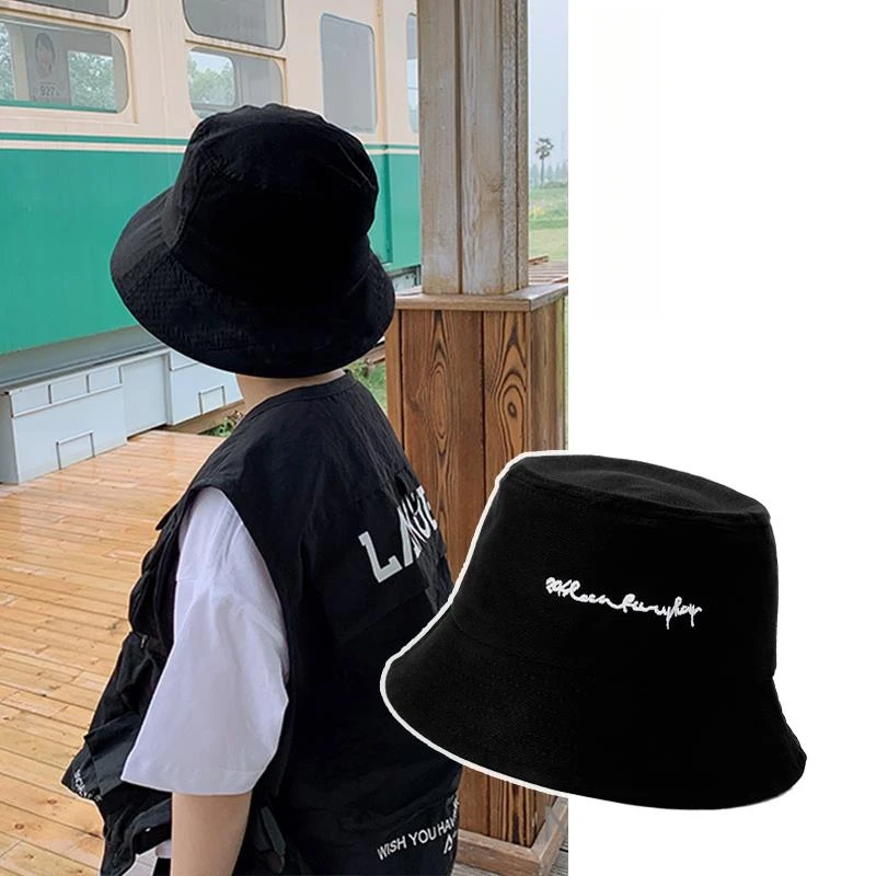 街舞帽子男孩子夏季渔夫帽黑色韩版儿童遮阳防晒帽男童太阳帽薄款