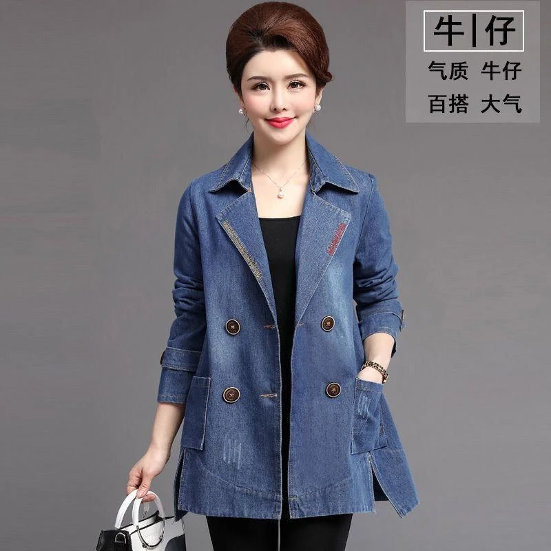 中老年牛仔外套女中长款宽松大码妈妈装风衣2025春秋季新款百搭潮