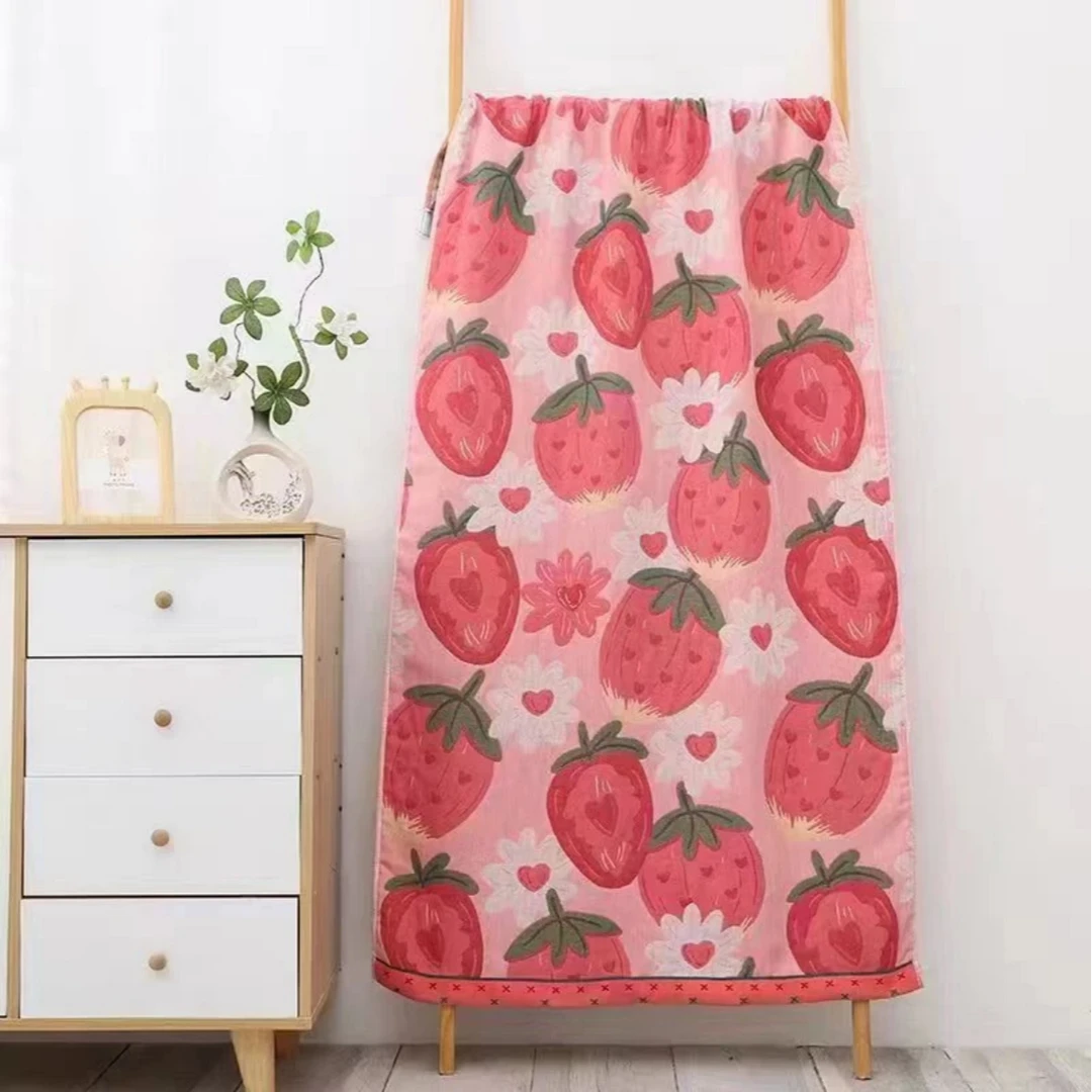 【草莓】纱布浴巾 80*160 浴巾 亲肤透气