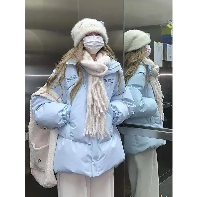 复古冬季新款羽绒服女小众设计感宽松面包服韩版学生羽绒港风ins