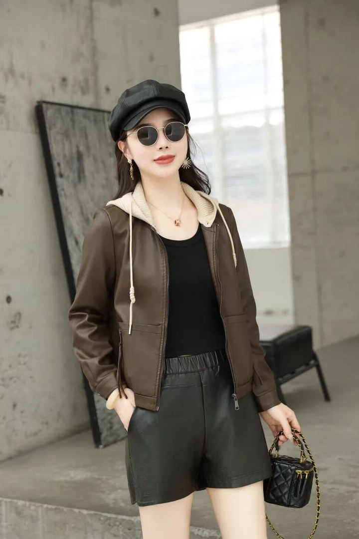 yipinyuxi/依品羽茜2023春秋时尚休闲韩版网红皮衣外套女上衣2365