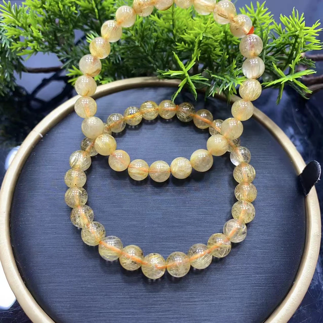 天然水晶金发晶单圈简约素圈发晶水晶手链手串 多样性发一 00733