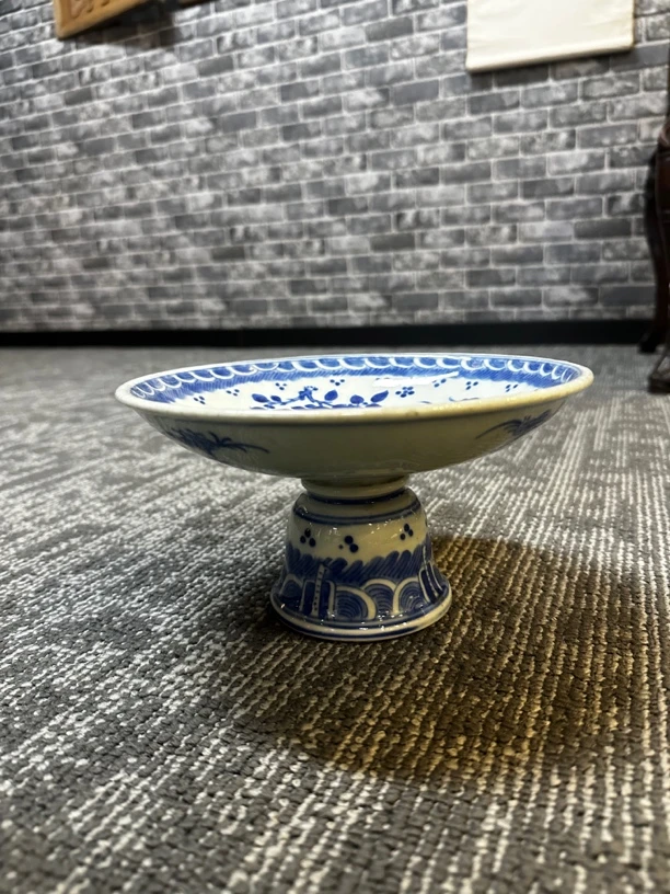 青花寿桃纹高足盘（虚拟价格拍下不发货）
