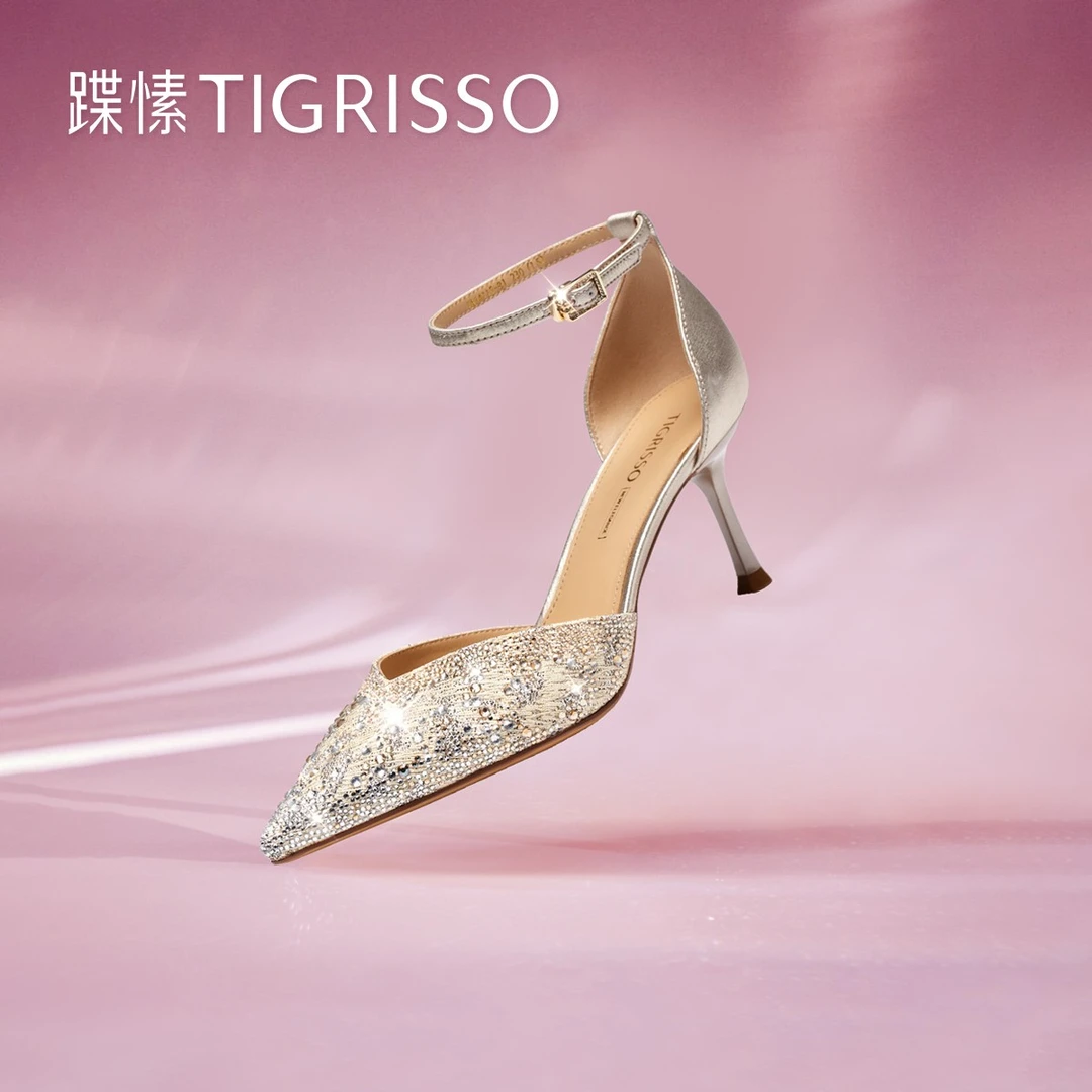 蹀愫秋冬新款法式尖头性感细跟浅口高跟鞋婚鞋女鞋TA54115-81
