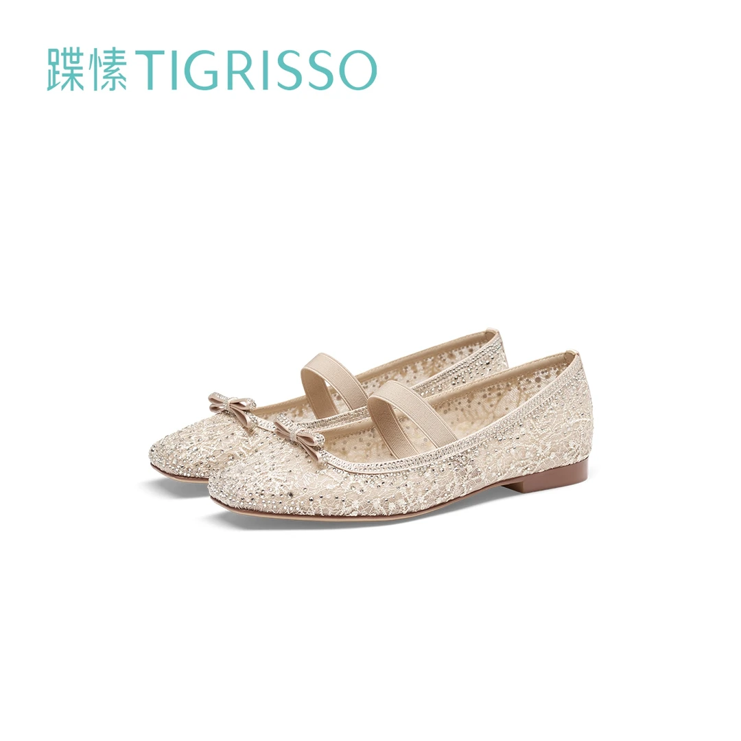 蹀愫夏季法式网纱轻奢芭蕾舞平底单鞋女款TA54179-81