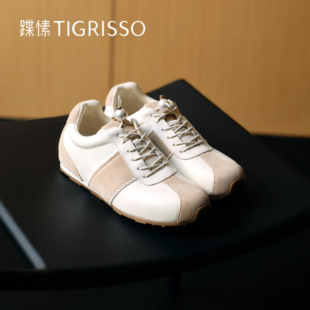 蹀愫夏季新款德训鞋内增高运动时尚系带百搭休闲鞋TA54571-50