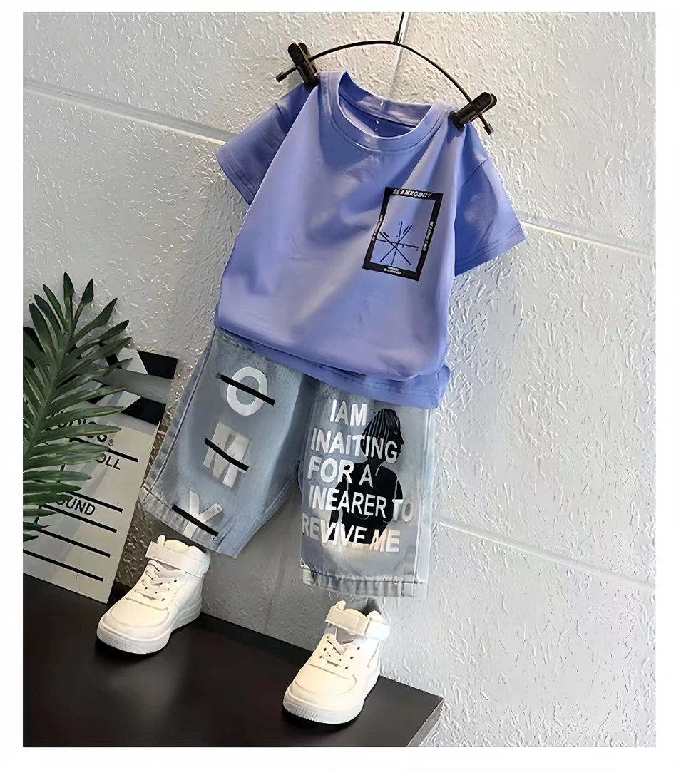 儿童装男童夏装套装新款洋气时尚宝宝夏季薄款衣服网红短袖两件套