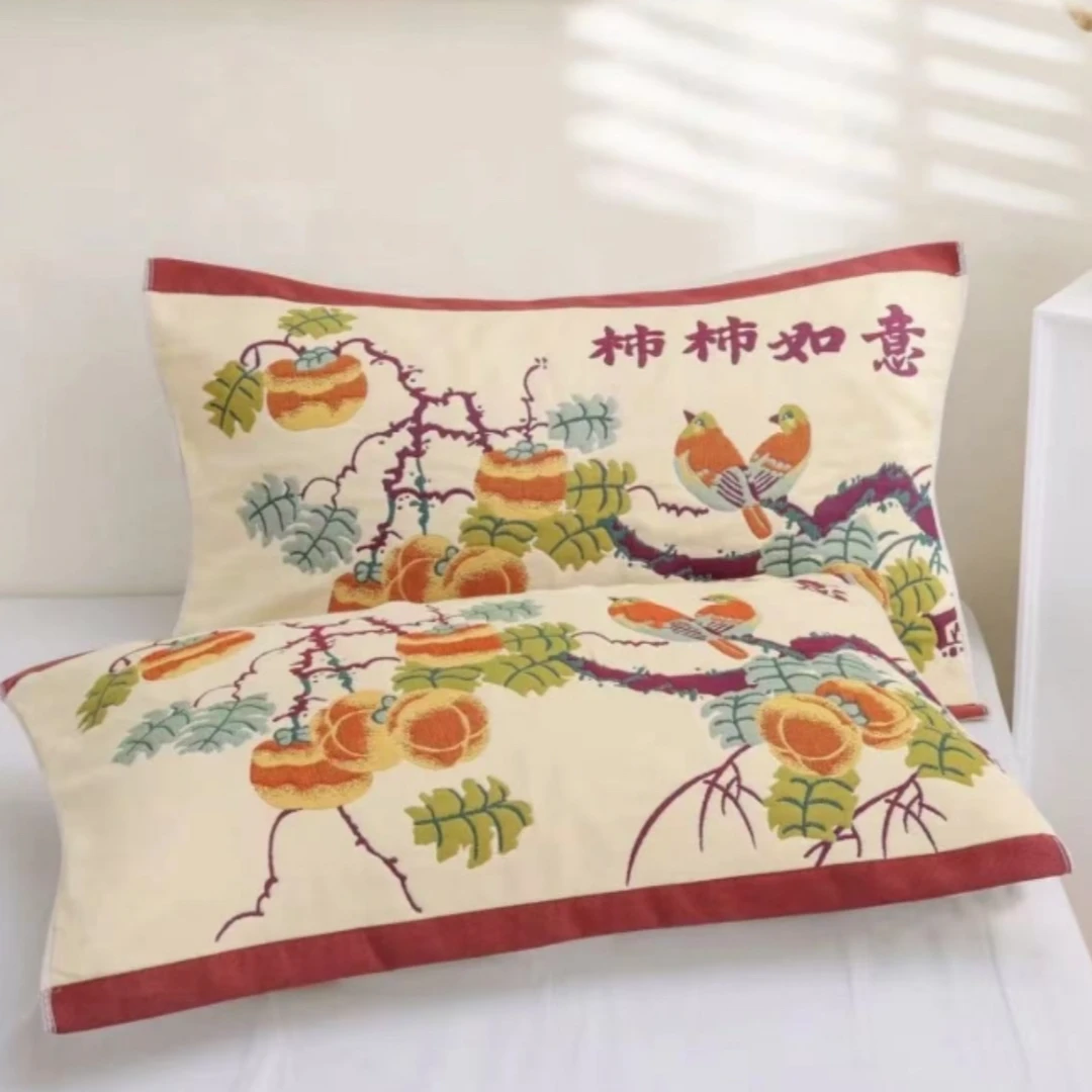 枕巾78/52多层纱布棉柔软成人透气高档家用四季吸汗亲肤防滑情侣