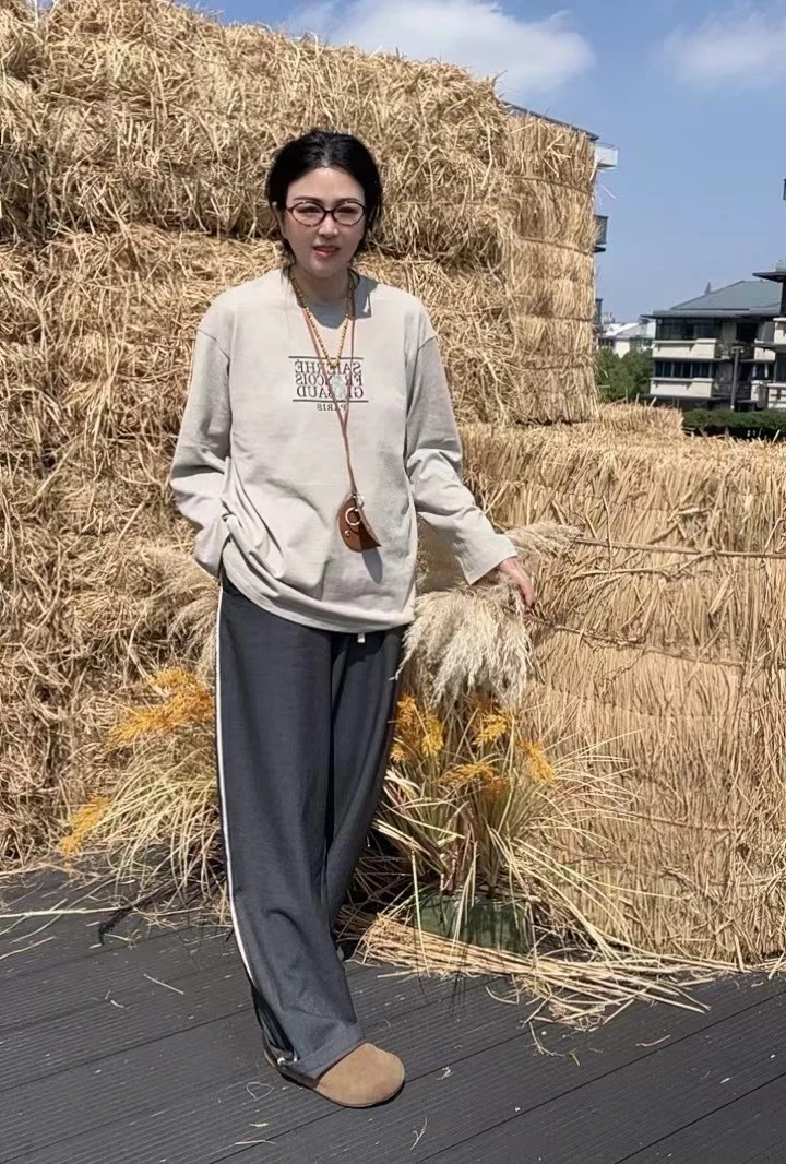 婷姐欧洲站2024早秋新品时尚天丝亲肤垂直宽松显瘦直筒裤 YQ88022