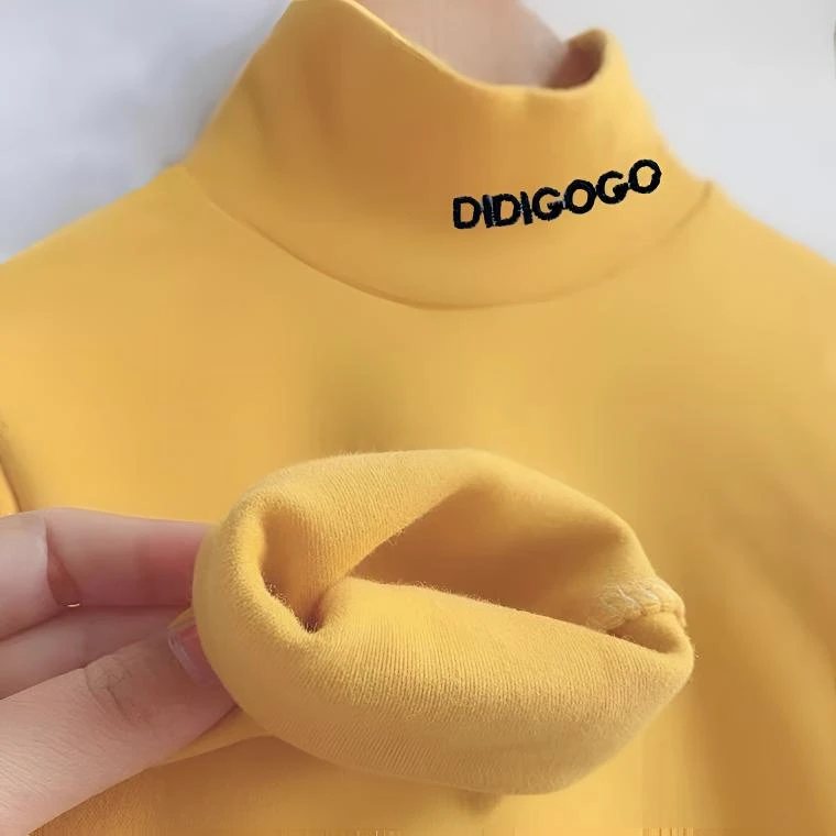 冬季儿童长袖上衣打底衫男女童半高领上衣秋冬童装中大童德绒T恤