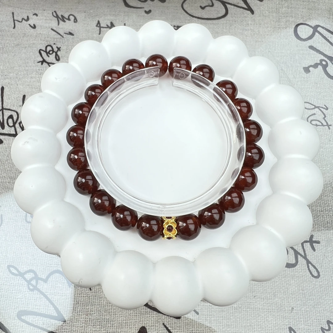 【婀娜】侦囍珠宝 橙红石榴石百搭手串多样性发一E0009