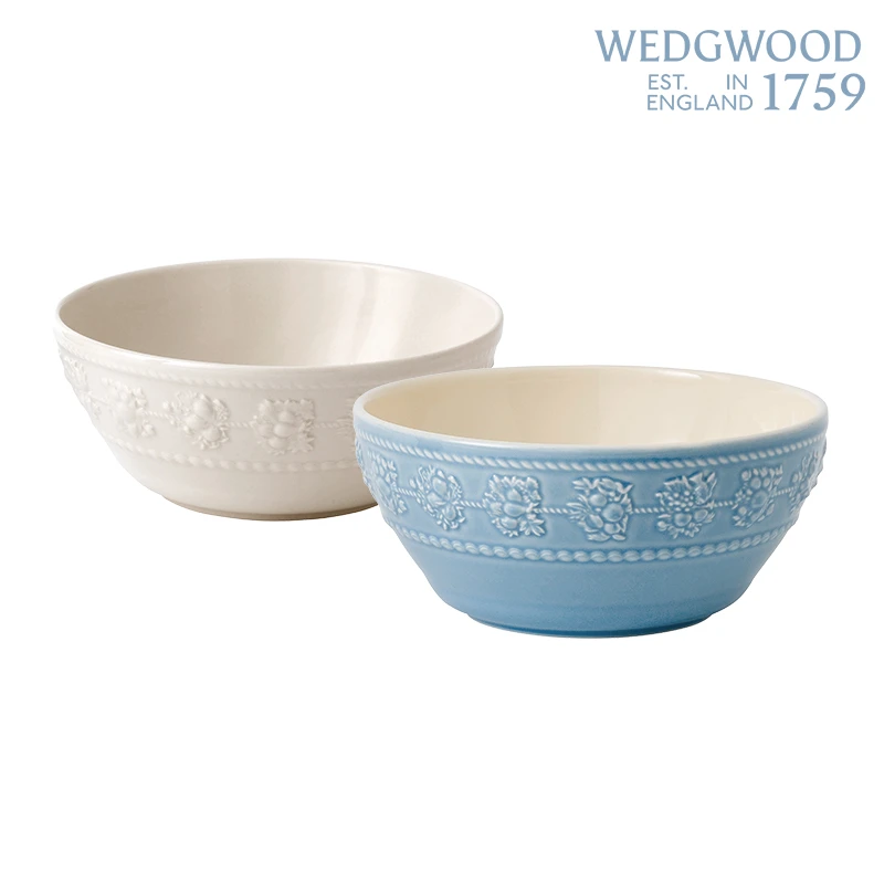 Wedgwood【王大专享】欢愉假日米饭碗两件套浮雕餐具礼物送礼甄选