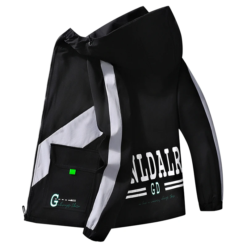 男士外套春秋款休闲夹克青少年学生新款潮男帅气百搭连帽褂子工装